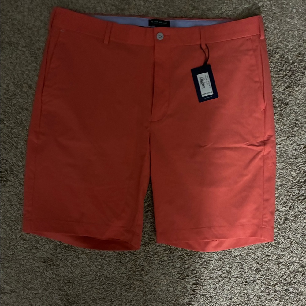 Peter Millar Vibrant Coral Flat Front Shorts